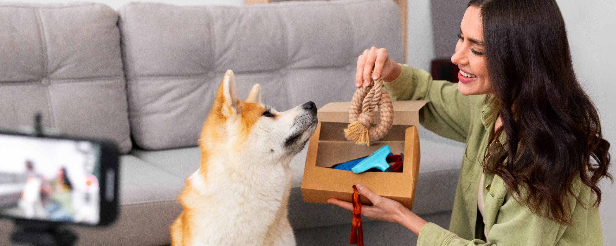 A pet owner packs an essentials bag for their dog/cat before moving house.