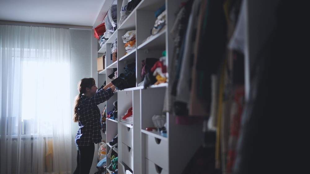 Dark room with clutter